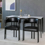 Modern Dining Upholstered Barrel Chair With Curved Back And Armrests