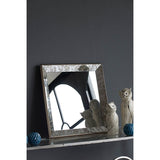 Antique Rectangle Mirror With Floral Accents, Mirrored Display Tray, Hanging Wall Mirror