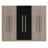 6 Doors Wardrobe Storage For Bedroom, With 2 Drawers Inside - Black / Nature