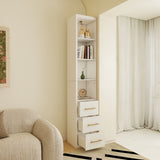 Rectangular Side Storage Cabinet With 3 Drawers For Bedroom - White