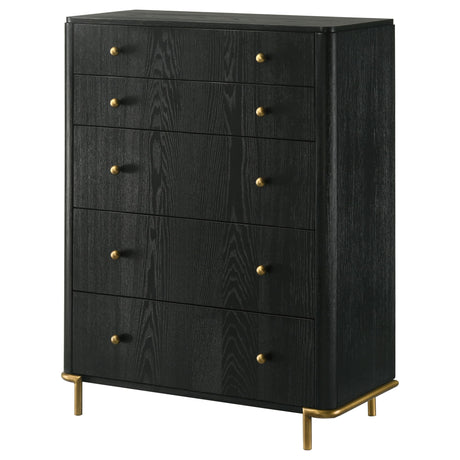 Anser - 5 Drawer Chest, Bedroom Storage Furniture - Black