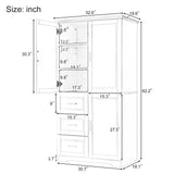 Tall And Wide Storage Cabinet With Doors, 3 Drawers