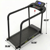 Walking Pad Treadmill With Foldable Design, Large LED Display, Stable Handrails - Black
