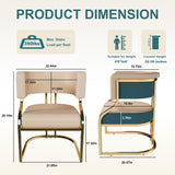 Dining Chairs Ergonomic Curved Backres (Set of 2) - Blue / Neutral