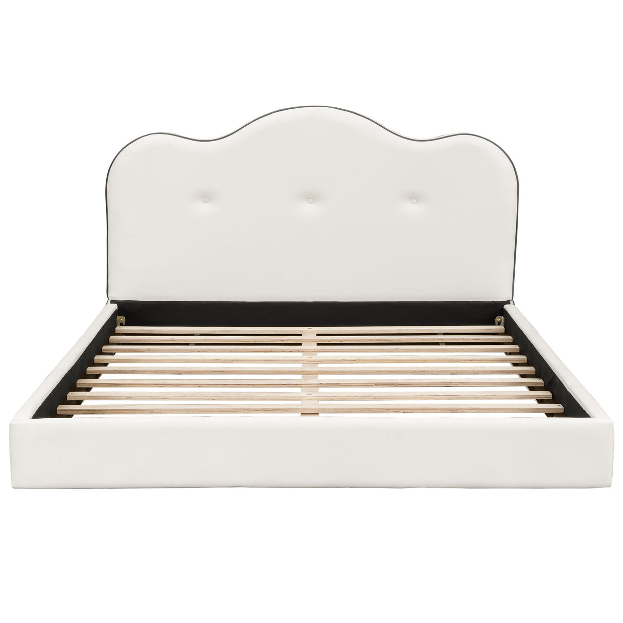 Upholstered Platform Bed With Sturdy Frame And Headboard