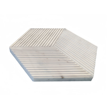 Hexagon Natural Stone Marble Tile, 3D Fluted (Set of 12)