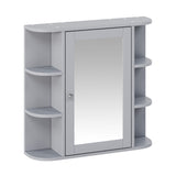 Bathroom Wall Storage Cabinet With Mirror And Adjustable Shelf, 6 Open Shelves