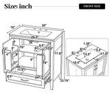 Elegant Fluted Bathroom Vanity With Sink, Soft Close Doors & Drawer