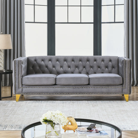 Modern Sofa With Button Tufting, Upholstered Couch For Living Room