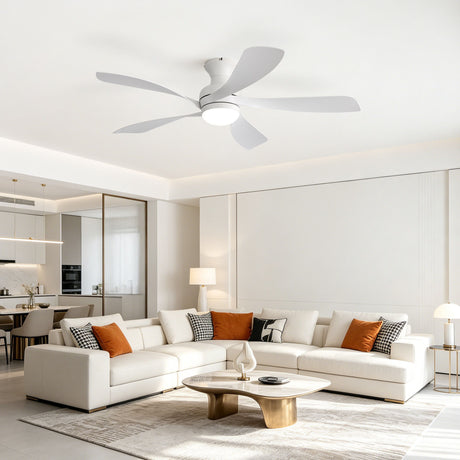 52" Ceiling Fan With 3 Color Dimmable LED Light, DC Reversible Motor, 6 Speed Settings