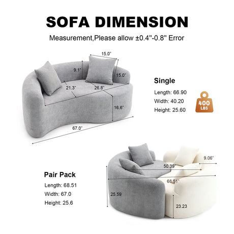 Tai Chi - Curved Dual Depth Loveseat