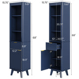 Tall Bathroom Storage Cabinet With Adjustable Shelves And 1 Drawer & Door