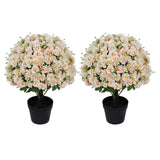 Artificial Snow Lotus Potted Plant, Artificial Floral Decor For Indoor & Outdoor Spaces - White / Pink