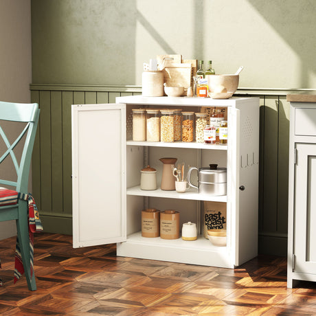 Pantry Cabinet With Adjustable Shelves Freestanding Kitchen Storage Organizer - White