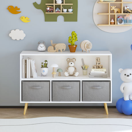 Bookcase With Collapsible Drawers, Book Display Organizer