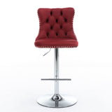 Swivel Barstools Adjusatble Seat Height From 25-33", Modern Upholstered Base Bar Stools With Backs Comfortable Tufted For Home Pub And Kitchen Island (Set of 2)