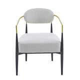 Upholstered Accent Armchair With Tapered Legs - Beige / Black / Gold