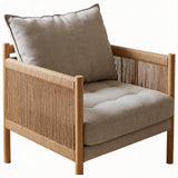 Accent Armchair With Removable Cushions For Living Room - Matte Black / Natural / Sand