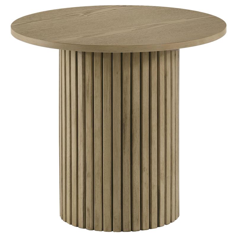 Hamlyn Round Fluted Occasional Side End Table Natural Oak - 706497