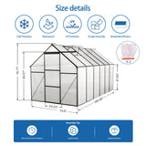 Polycarbonate house Raised Base And Anchor Aluminum Heavy Duty Walk-In houses For Outdoor Backyard In All Season