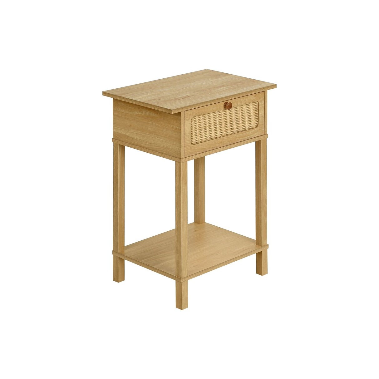 Accent Table With Storage Drawer, 2 Tier Nightstand For Living Room - Natural