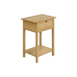 Accent Table With Storage Drawer, 2 Tier Nightstand For Living Room - Natural