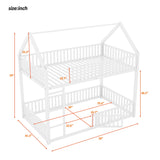 Metal House Bunk Bed With Fence And Door