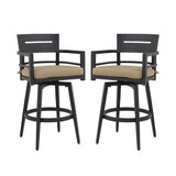 Outdoor Swivel Bar Chairs, 360 Degree Rotation, Ergonomic Backrest (Set of 2)