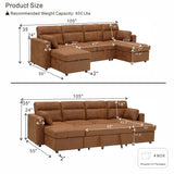 Convertible Sectional Sofa With Storage Chaise, Cup Holders And Pull Out Sleeper
