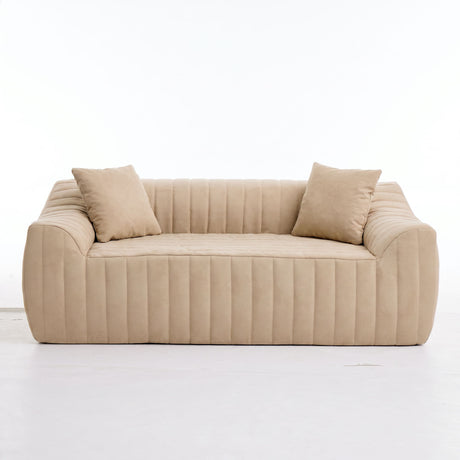Oversized 2 Seater Loveseat With 2 Decor Throw Pillows, Deep Seat Sofa For Living Rooms