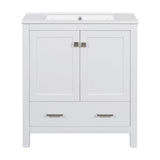 Bathroom Vanity With Single Sink, Combo Cabinet Undermount Sink, Bathroom Storage Cabinet With Two Doors And A Drawer, Soft Closing, Multifunctional Storage, Solid Wood Frame