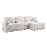Cloud Sofa With Removable Ruffled Skirt With Ottoman And Flared Arms