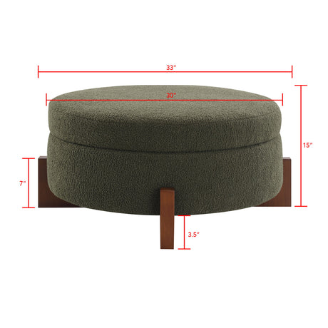 Round Storage Ottoman, Footrest Stool For Living Room