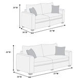 2 Piece Contemporary Style Sofa Set With Matching Pillows