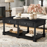Coffee Table With 2 Storage Drawers & Lower Open Shelf