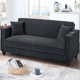 Modern Convertible Sofa With Hidden Storage USB Port, Cup Holder