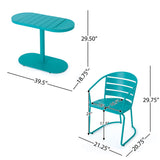 3 Piece Elegant Outdoor Bistro Set With 2 Chairs And Oval Table