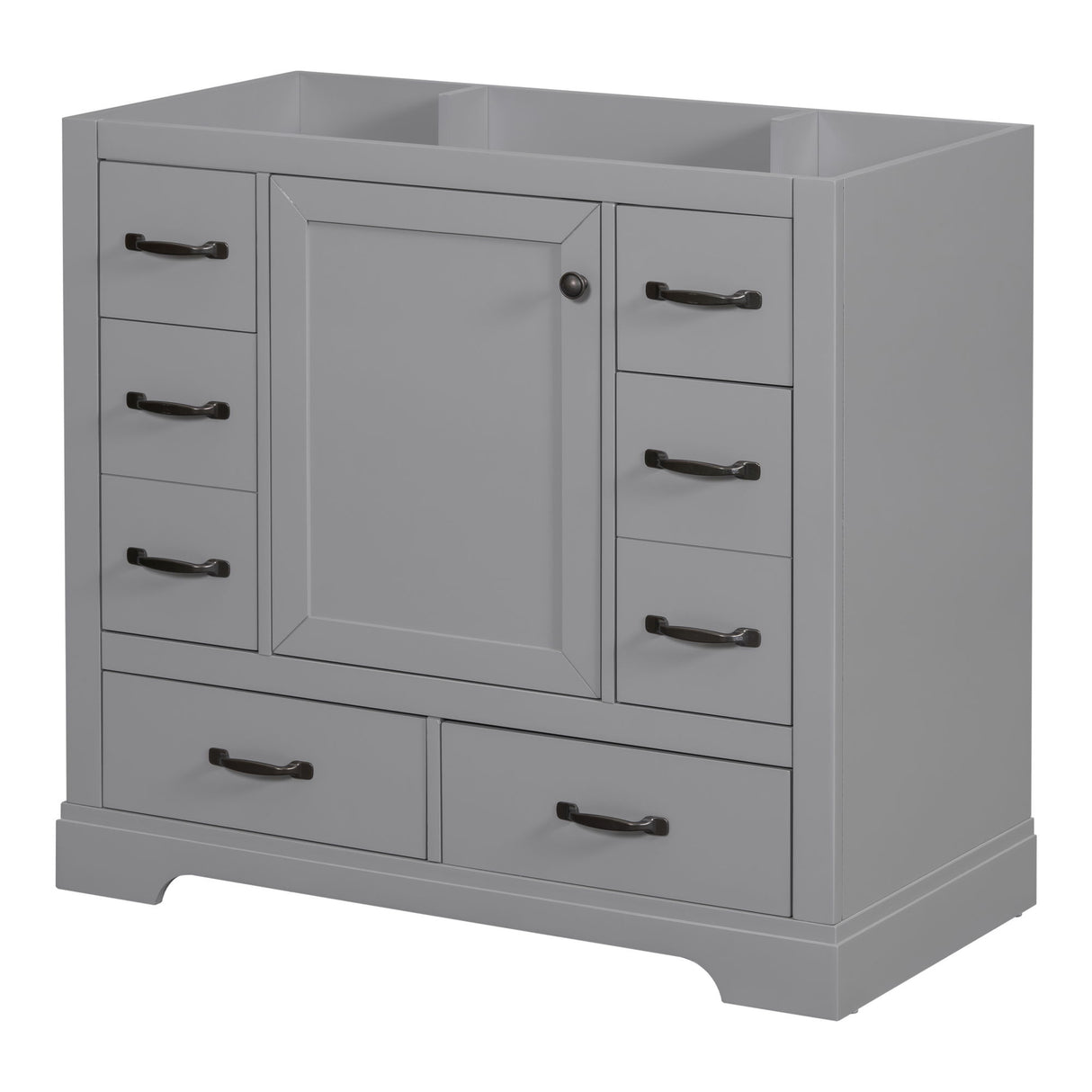 Modern Bathroom Vanity Base Only, 6 Drawer Storage With Adjustable Shelf