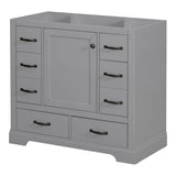 Modern Bathroom Vanity Base Only, 6 Drawer Storage With Adjustable Shelf