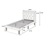Glamours Style Bed With Diamond Tufted Padded Headboard