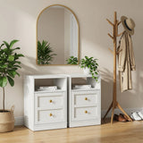 Nightstand With Door & Shelf, 2 Drawer Side Table