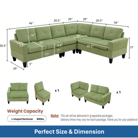 Modular L - Shaped Sectional Sofa 6 Seater 4 Piece Couch With Chaise