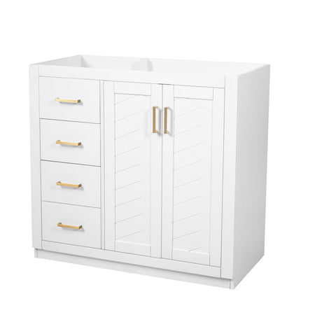 Retro Style Bathroom Vanity, 3 Drawers & Soft Closing Doors