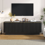 TV Stand, Fluted Media Console With Adjustable Shelves And Cable Holes