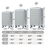 3 Pieces Set 20" / 24" / 28" Spinner Wheel Luggage With Combination Lock