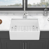 Elegant Farmhouse Apron Front Ceramic Single Bowl, Kitchen Basin