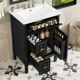 Bathroom Vanity With Sink, Flip Drawer, 2 Drawers, Adjustable Shelf
