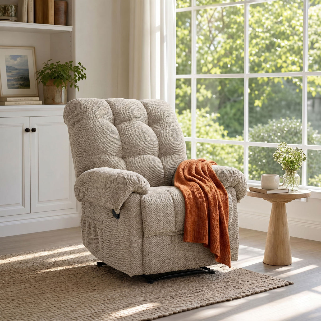 Manual Recliner, Padded Footrest