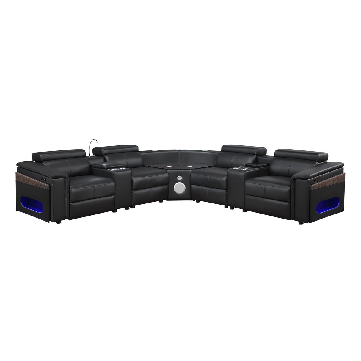 Nova - Sectional With Bluetooth Speaker, LED And Lifting Wine Cabinet