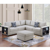 Contemporary Sectional Sofa 4 Piece Set With Built In Shelves L - Shaped Design